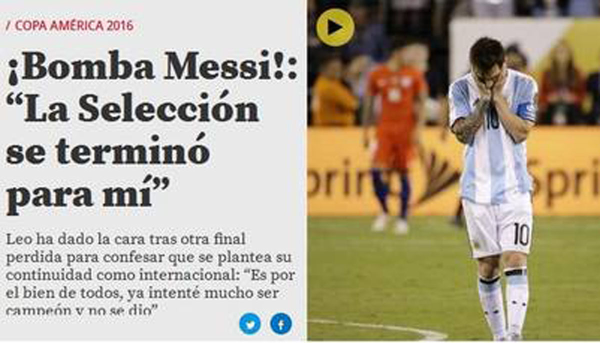 La renuncia de Leo, en los medios internacionales: «Chile jubiló a Messi»