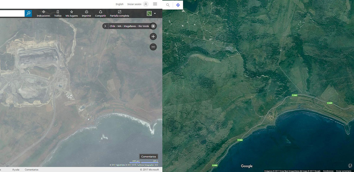 Imagen satelital mostraría dos realidades diferentes del estado de Isla Riesco