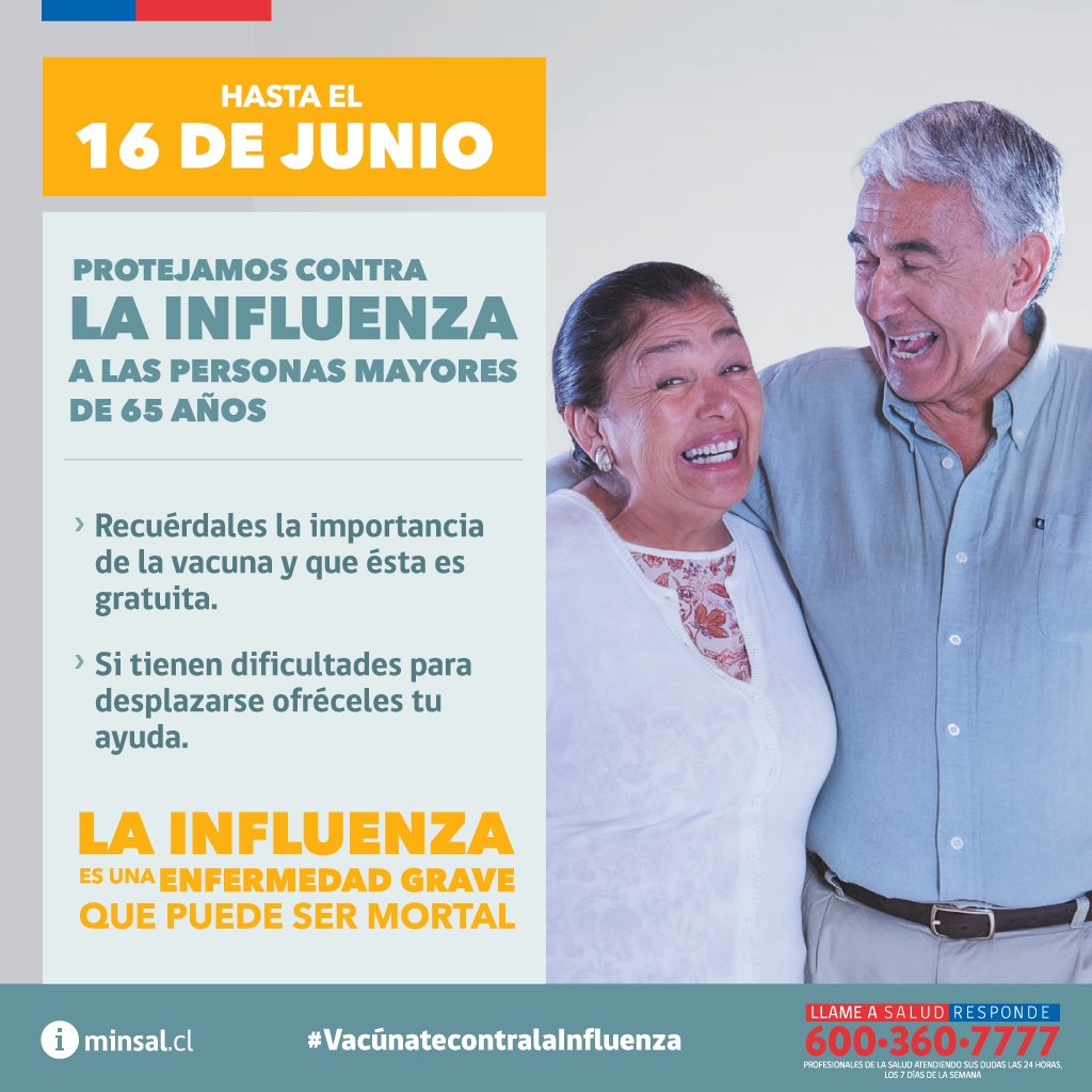 Hasta el 16 de junio continúa la campaña de vacunación contra la Influenza