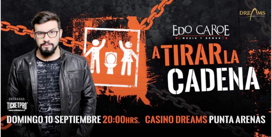 El humor de Edo Caroe regresa a Punta Arenas. Se presentará en el Casino Dreams el domingo 10 septiembre