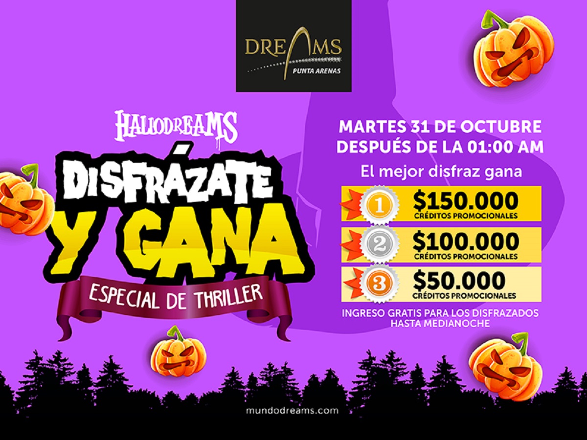 Disfrazarte y gana en el especial de Thriller en Casino Dreams de Punta Arenas