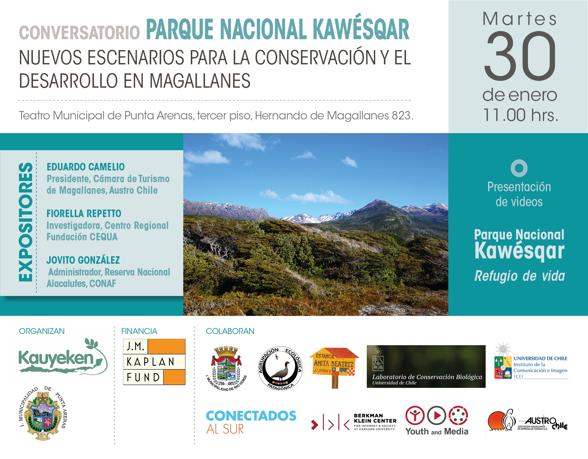 Conversatorio sobre desafíos y oportunidades del nuevo Parque Nacional Kaweshkar se efectuará el martes 30