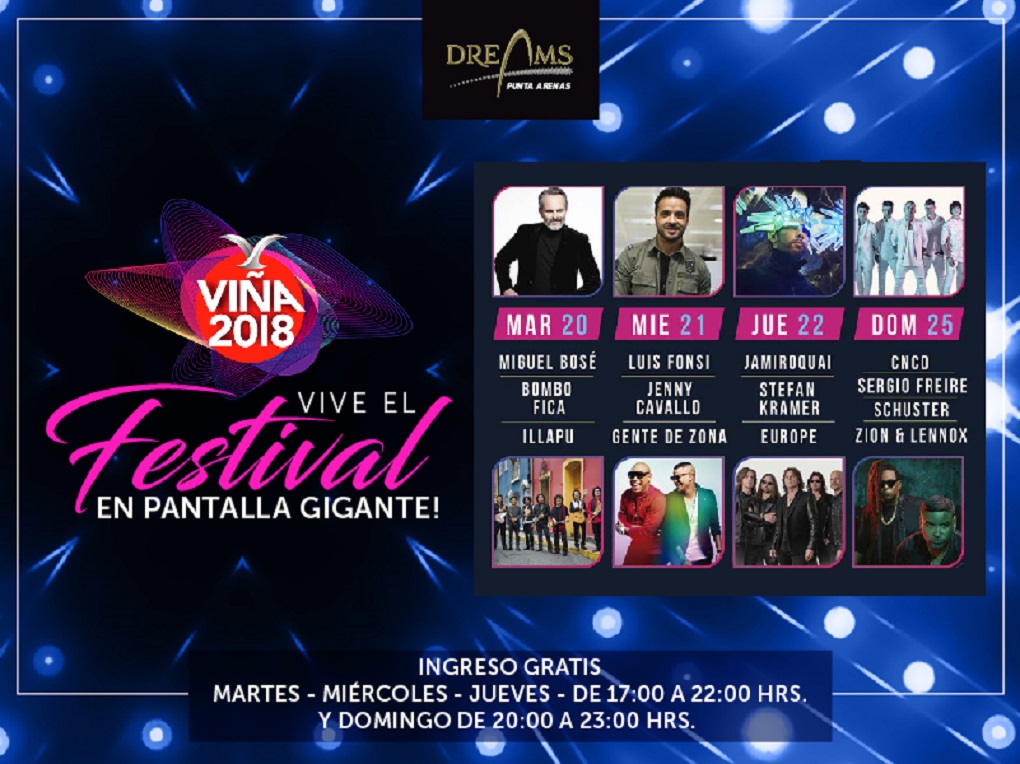 El Festival de la Canción de Viña del Mar en casino Dreams de Punta Arenas