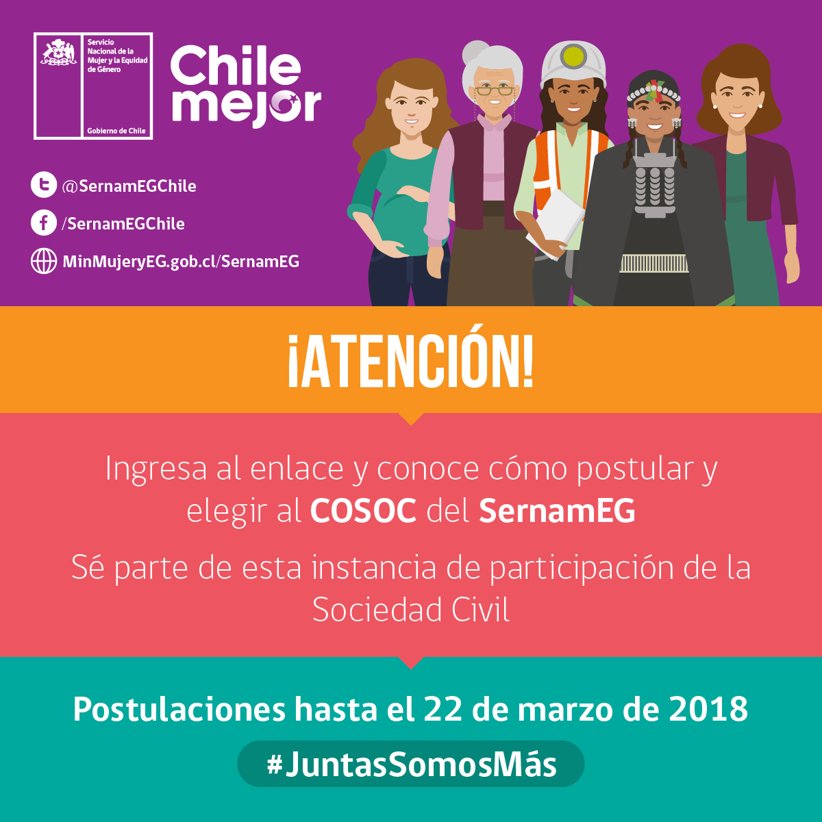 Abiertas las postulaciones para ser parte del Consejo de la Sociedad Civil del SernamEG