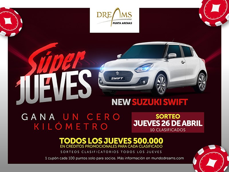 Super jueves el 26 de abril en Casino Dreams de Punta Arenas