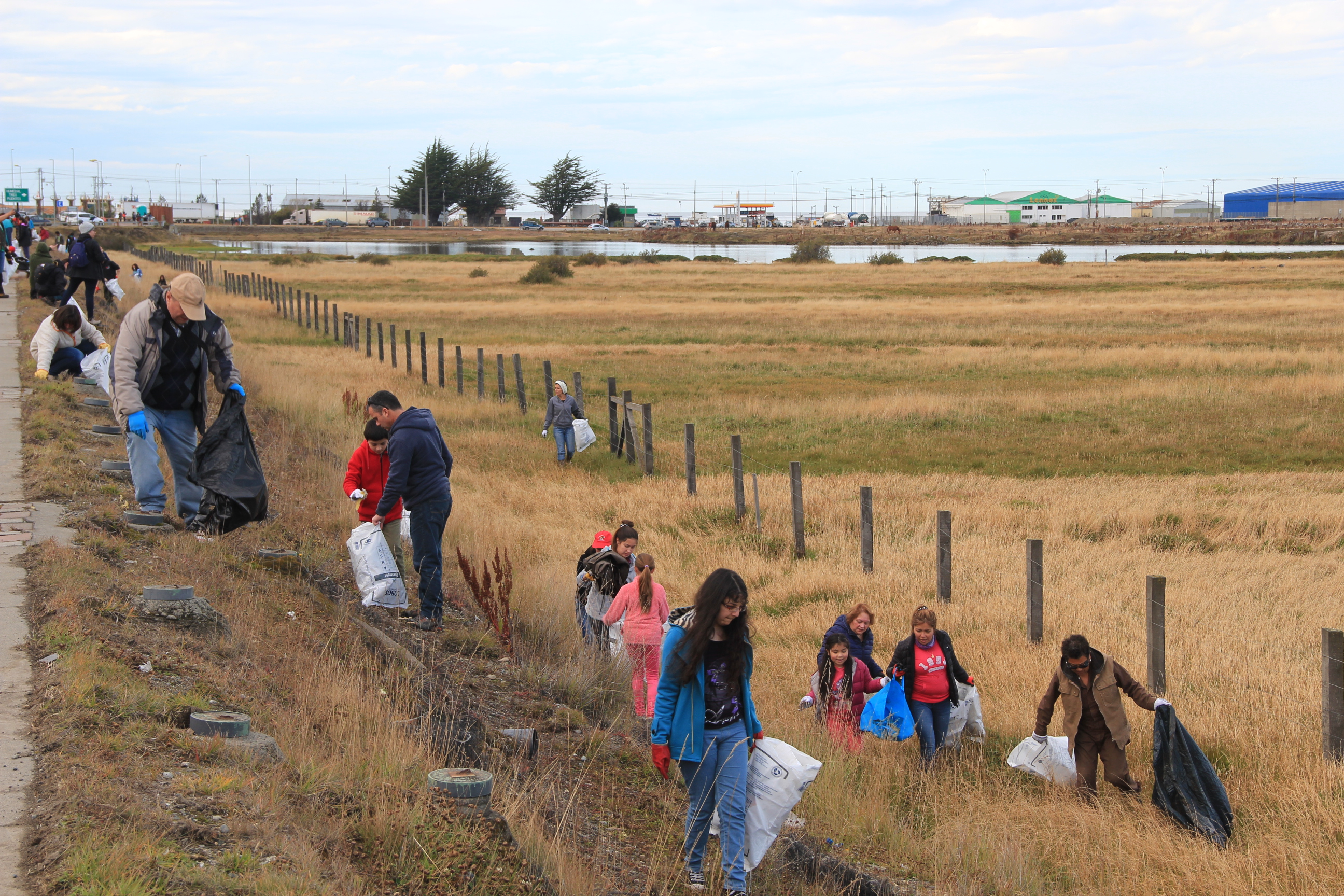 Más de un centenar de voluntarios se unió a convocatoria del  CEQUA para limpiar el humedal Tres Puentes de Punta Arenas