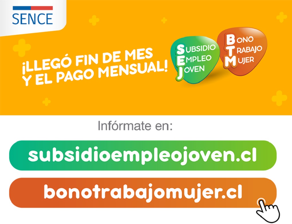 Desde el lunes 30 de abril se realizará el Pago mensual del Subsidio Empleo Joven y del Bono Trabajo Mujer