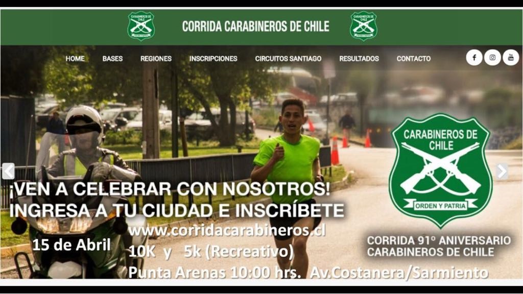 El domingo 15 de abril se realiza la Corrida Carabineros de Chile en Punta Arenas