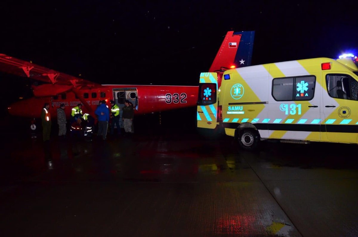Evacuación aeromédica se efectuó desde Porvenir a Punta Arenas
