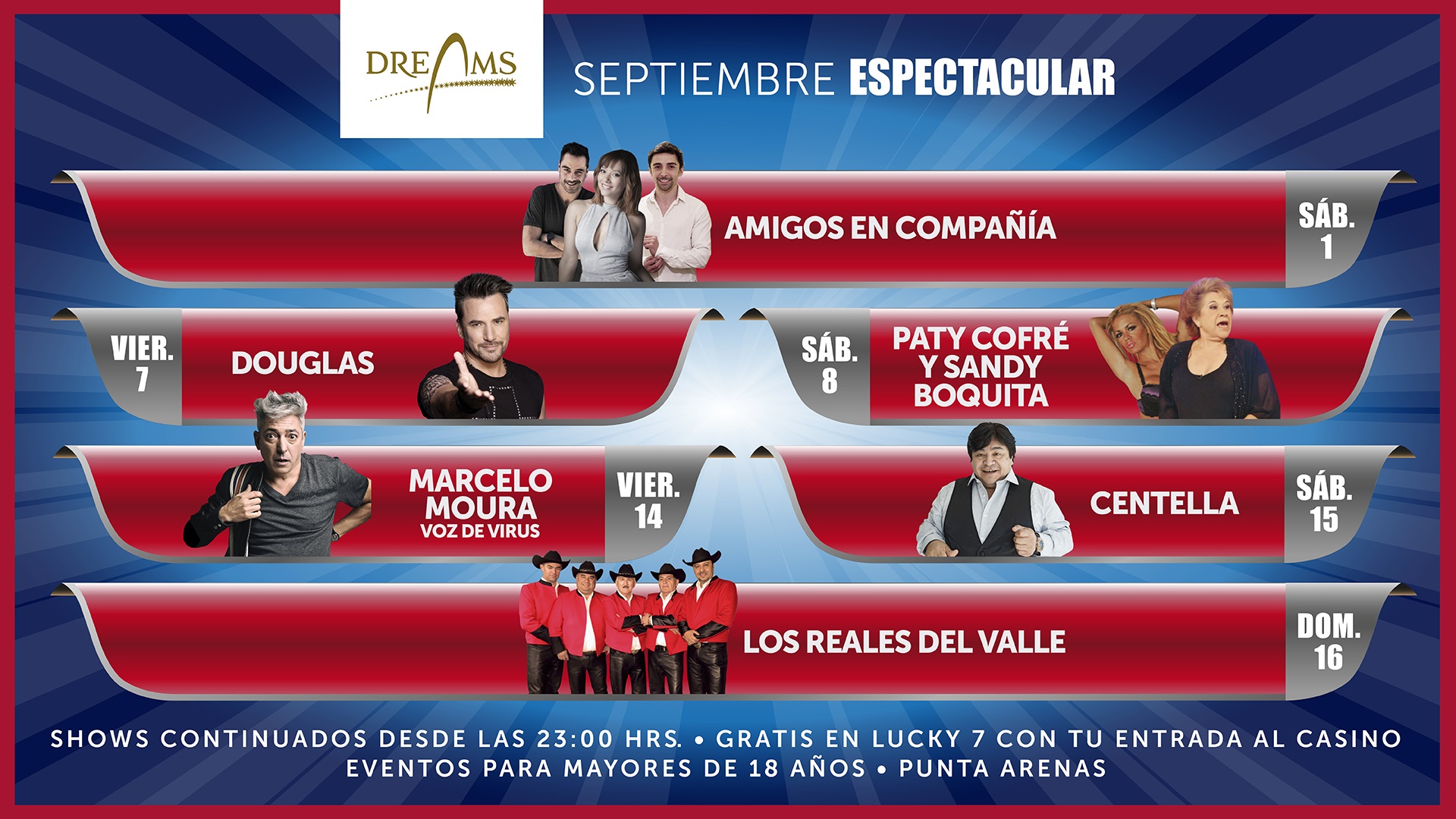 “Centella”  en el Casino Dreams el sábado 15 de septiembre