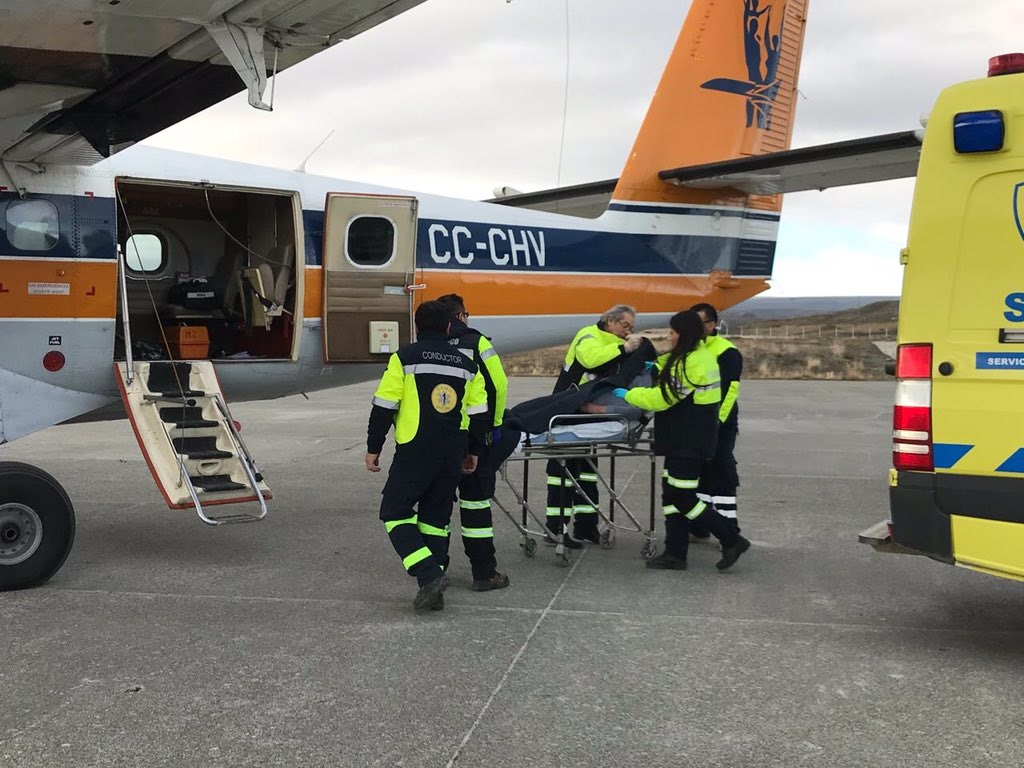 Desde el Hospital de Porvenir se efectuó aeroevacuación al Hospital Clínico de Punta Arenas