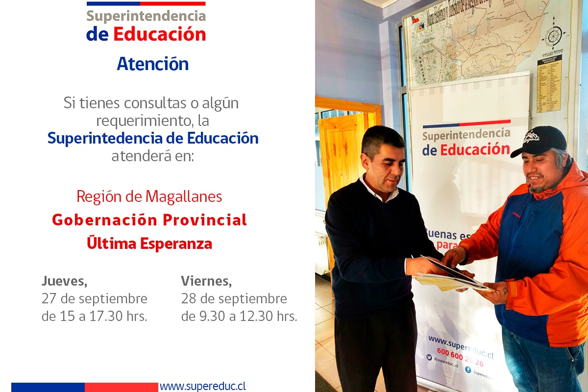 Superintendencia de Educación atenderá consultas ciudadanas jueves y viernes en Puerto Natales