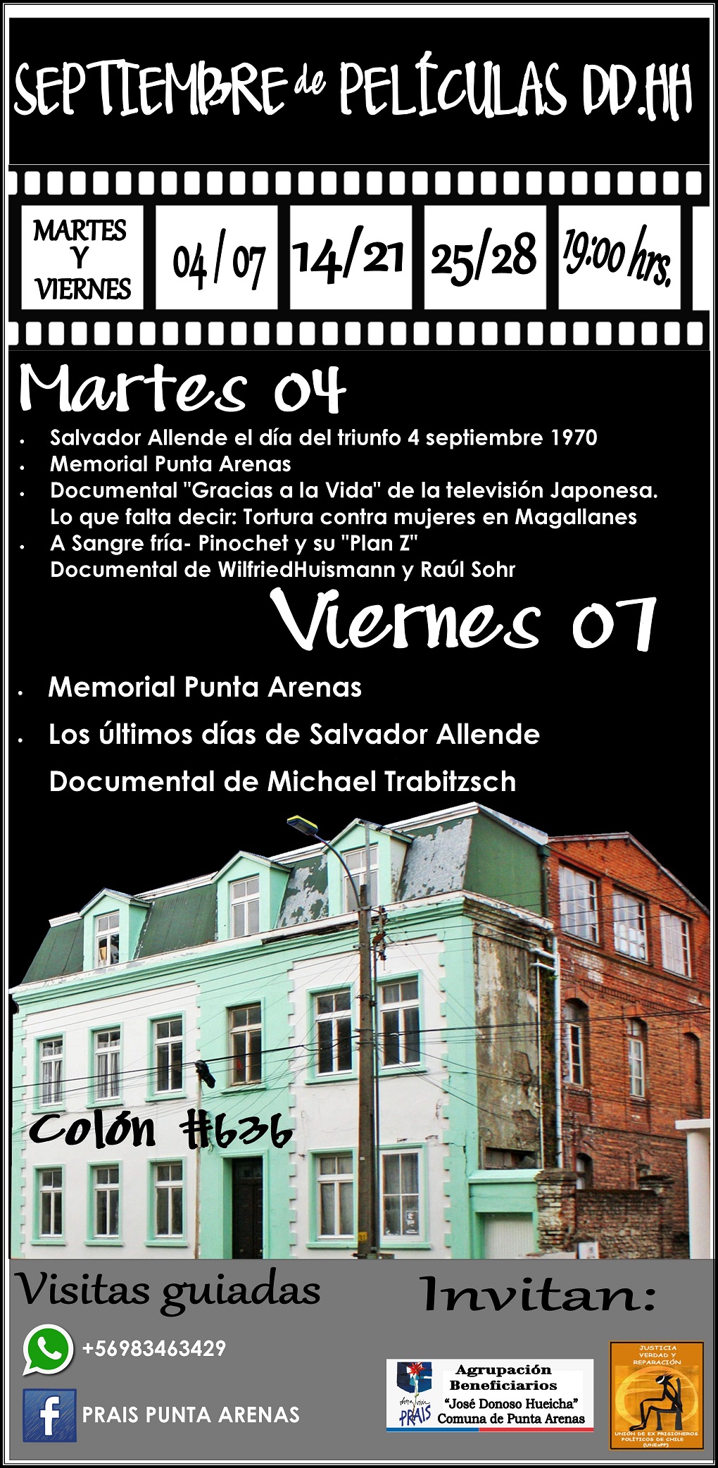 Durante el mes de septiembre se exhibirán películas en Casa de los Derechos Humanos de Punta Arenas