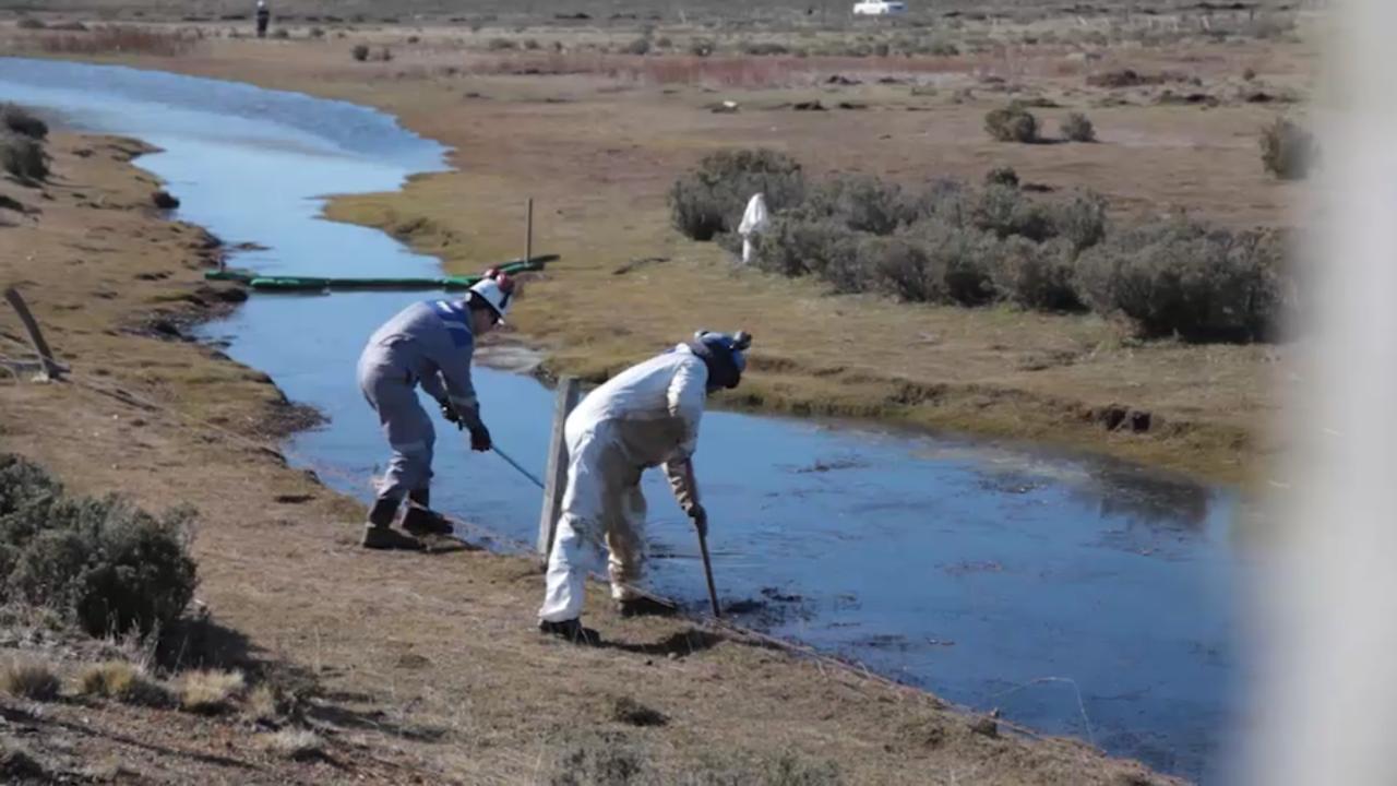 YPF informa de avance de trabajos de limpieza tras derrame de hidrocarburos en Cullen