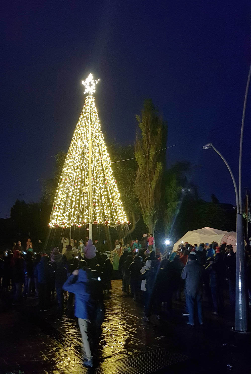 En Puerto Natales la empresa EDELMAG encendió también el arbol de Navidad en el centro de la ciudad