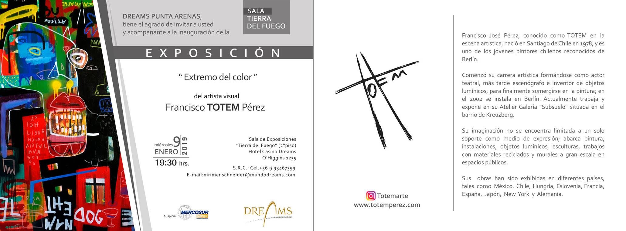 Exposición «Extremo del color» de Francisco Totem Pérez se presentará en Casino Dreams de Punta Arenas