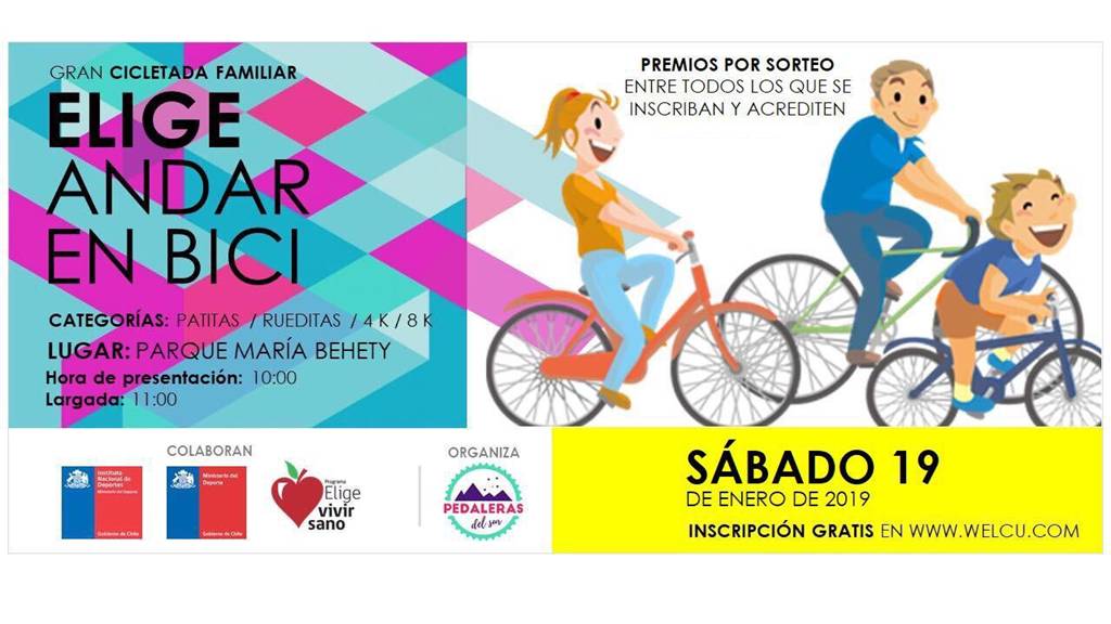 Gran Cicletada «Elige Andar en Bici» se realizará en Punta Arenas el sábado 5 en avenida Costanera