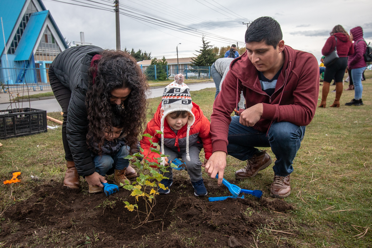 Mini brigada forestal siembra nuevos “pulmones” en Punta Arenas en el Día de la Tierra