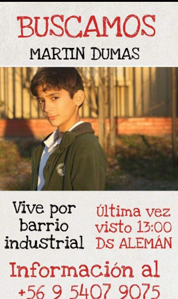 Reportan un niño extraviado residente en el sector del Barrio Industrial de Punta Arenas
