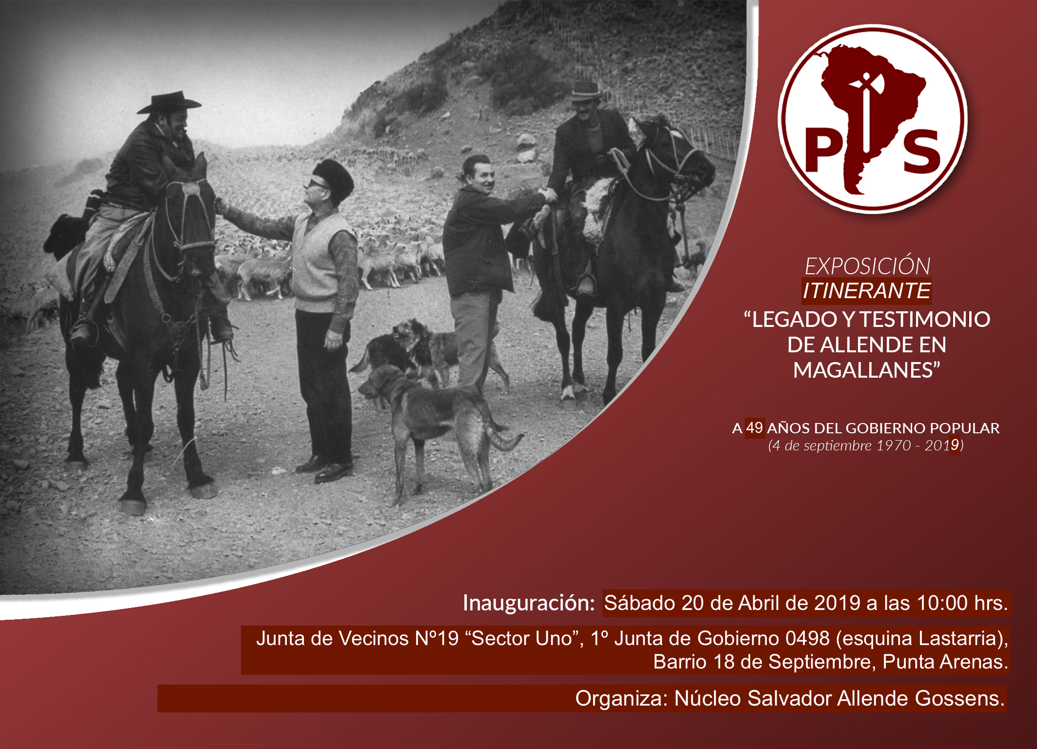 Exposición sobre Salvador Allende en la población 18 de Septiembre de Punta Arenas