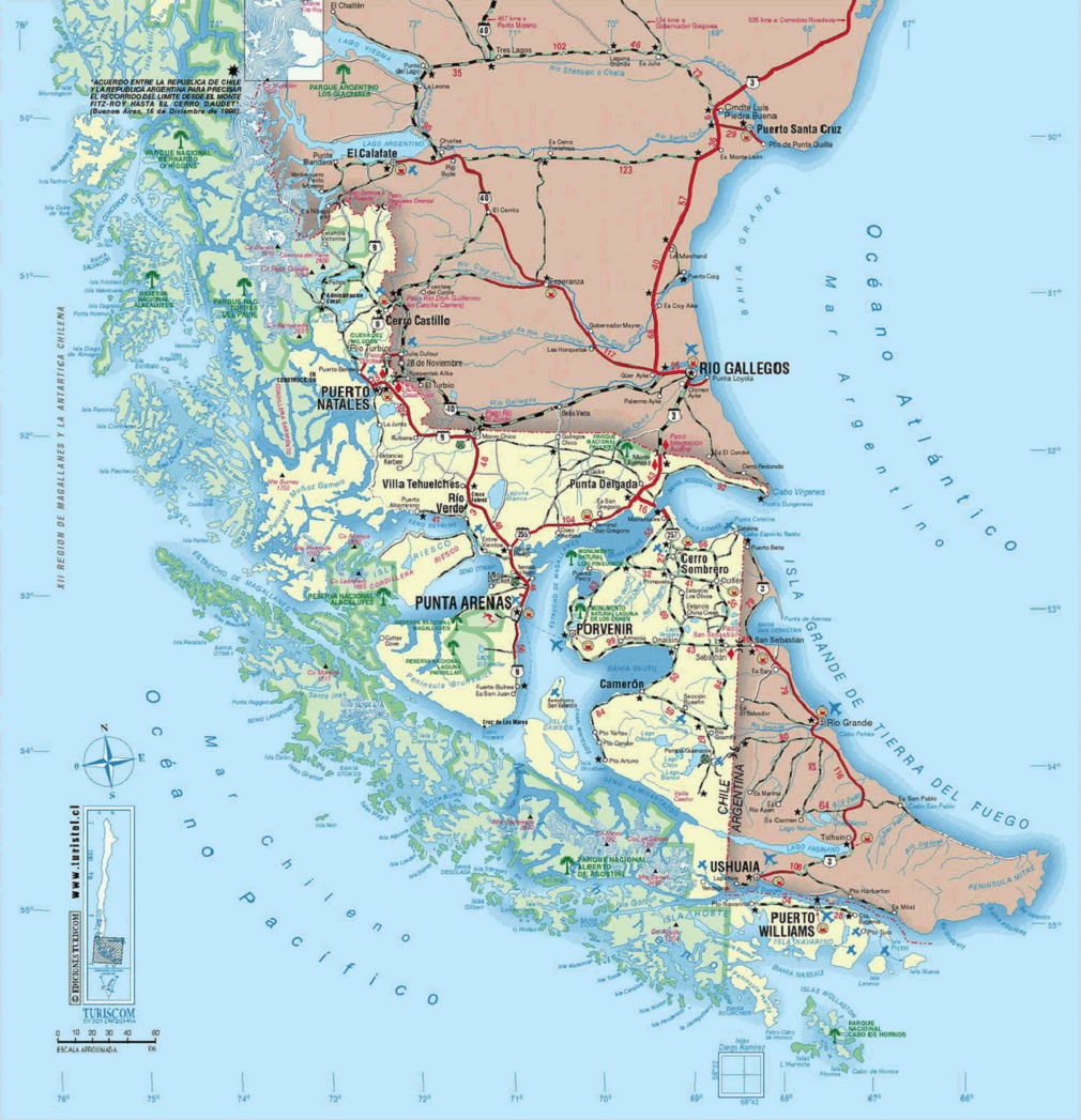 Estado de las rutas y condición meteorológica en la región de Magallanes, sábado 20 abril