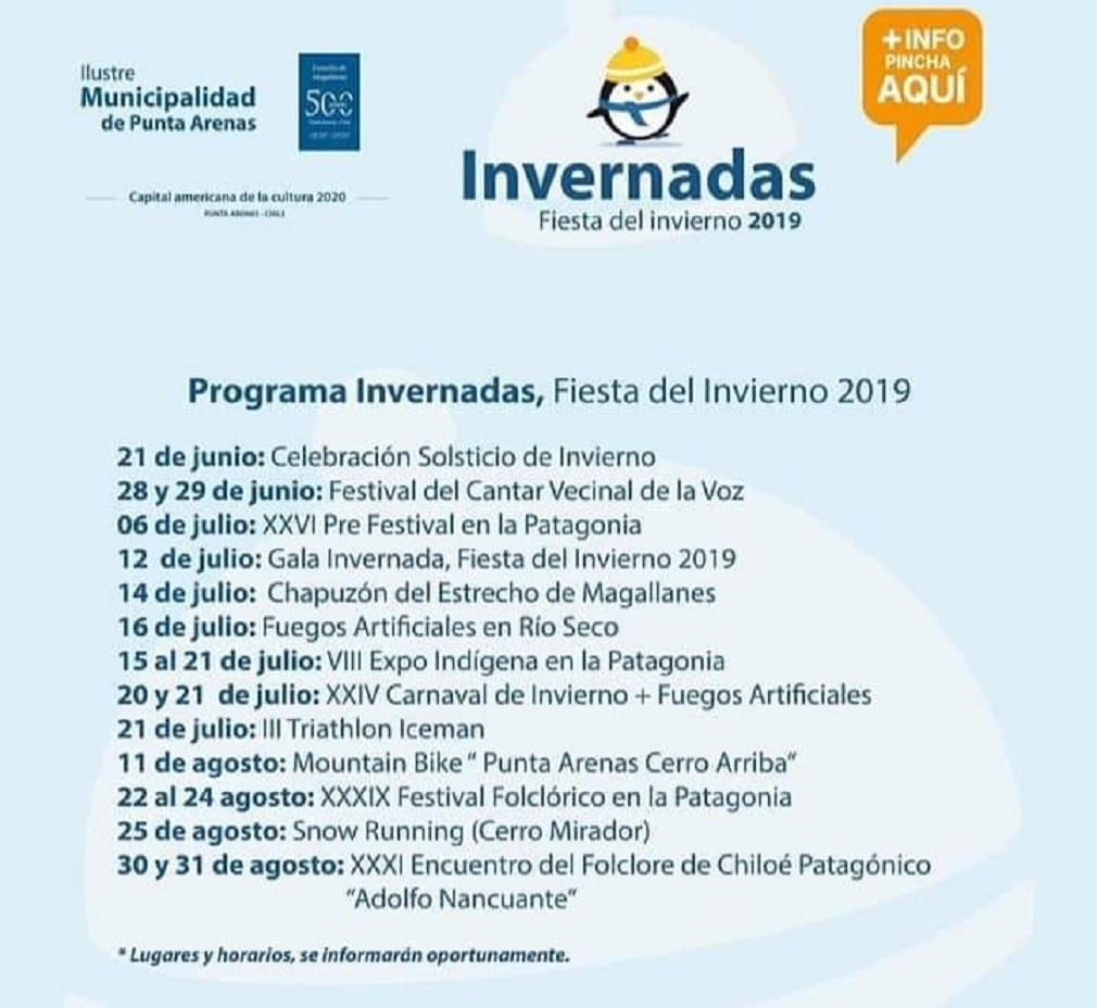 Municipalidad de Punta Arenas difunde programa de actividades de las Invernadas 2019