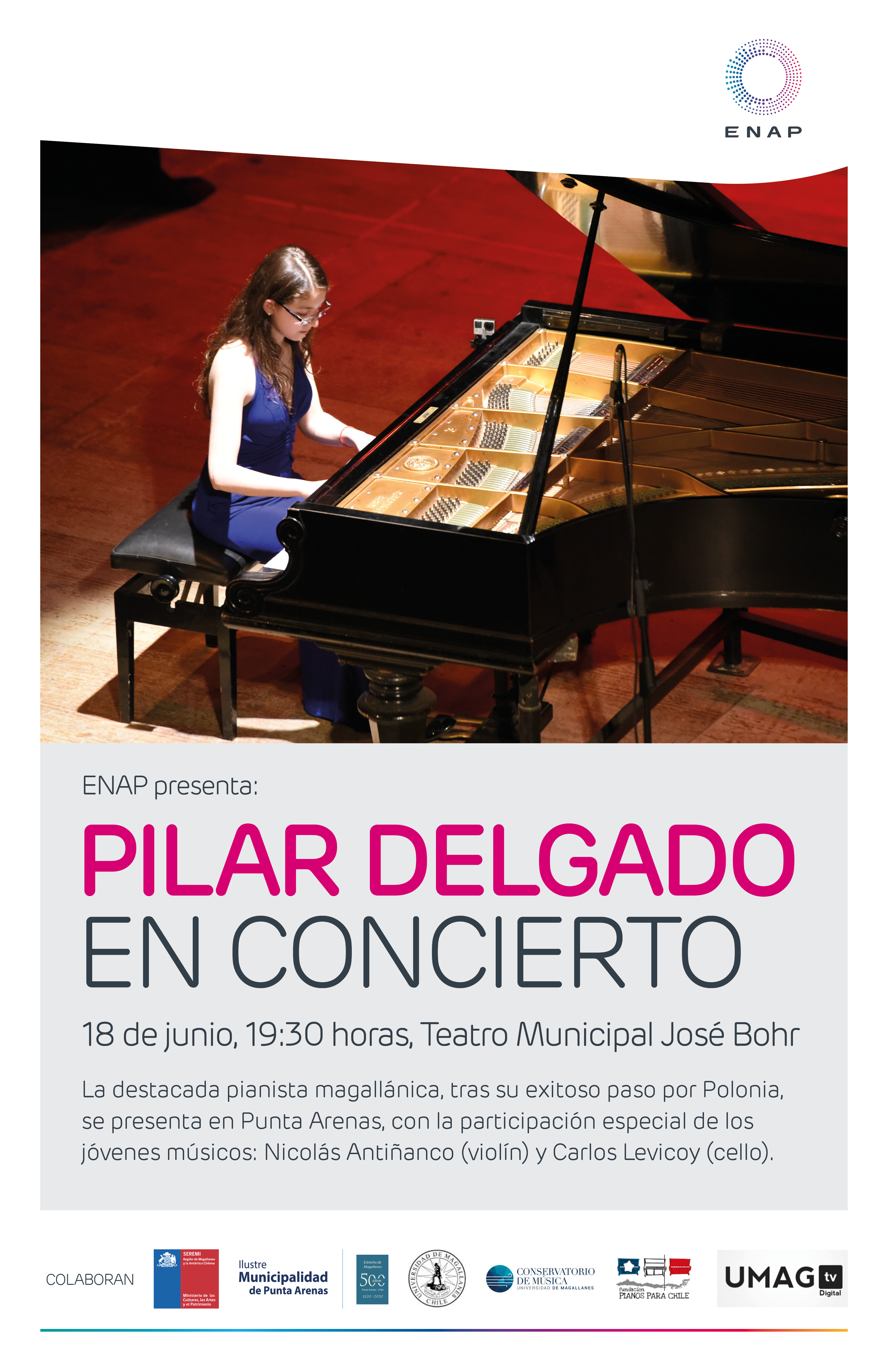Destacada pianista magallánica Pilar Delgado se presenta hoy en el Teatro Municipal de Punta Arenas