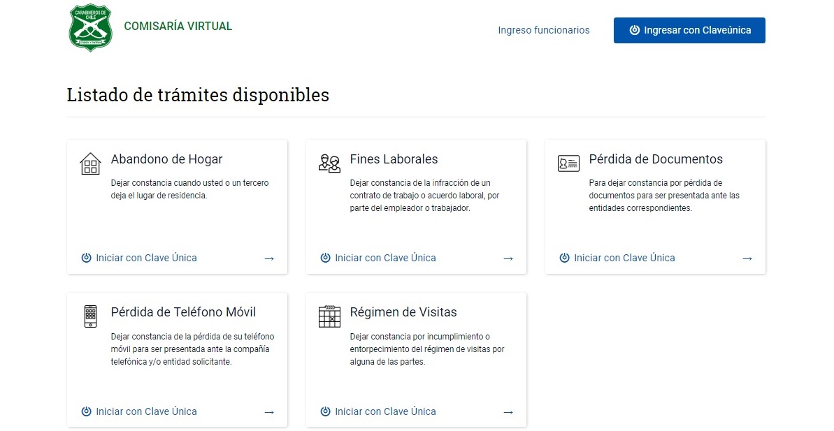 Ya comenzó a funcionar la Comisaría Virtual de Carabineros