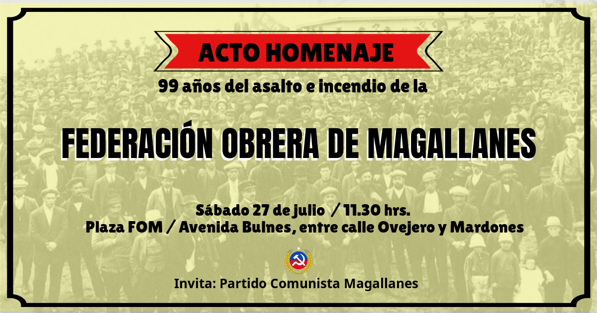 Acto de homenaje a los mártires del 27 de julio de 1920 se efectuará en Punta Arenas