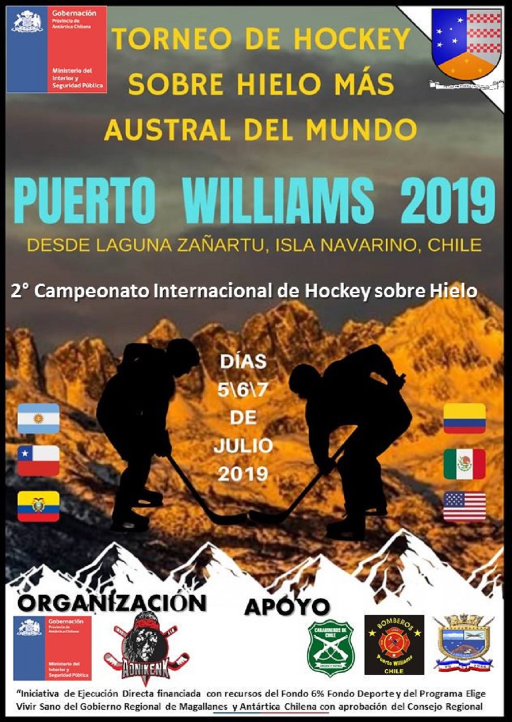 Se realizará un Torneo de Hockey sobre hielo en Puerto Williams, la ciudad más austral del mundo