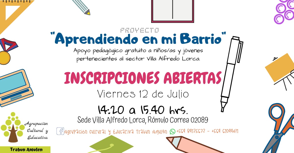 «Aprendiendo en mi Barrio»: ofrecen apoyo pedagógico gratuito a niños y niñas en la Villa Alfredo Lorca de Punta Arenas