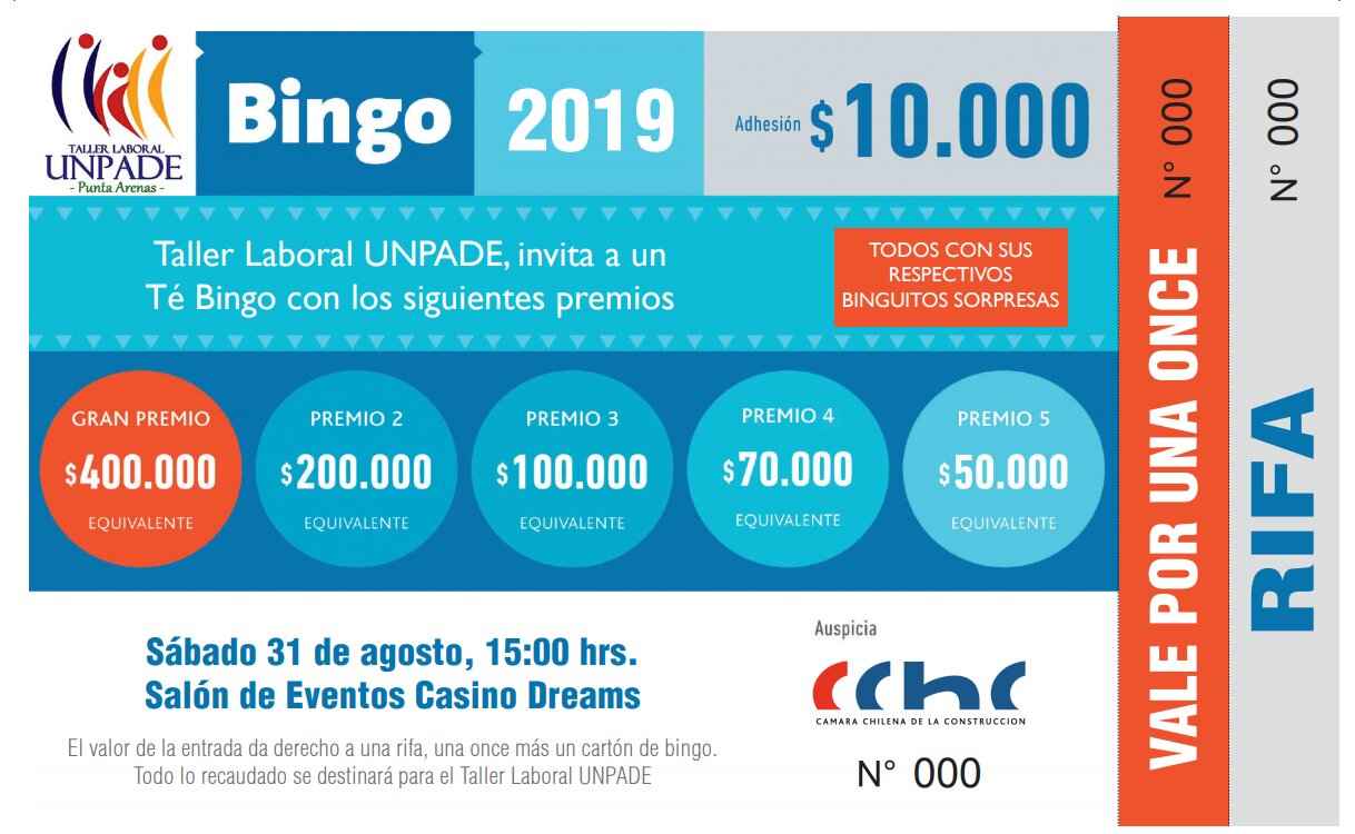 Este mes se realiza el Bingo Solidario de la Cámara Chilena de la Construcción a beneficio de UNPADE