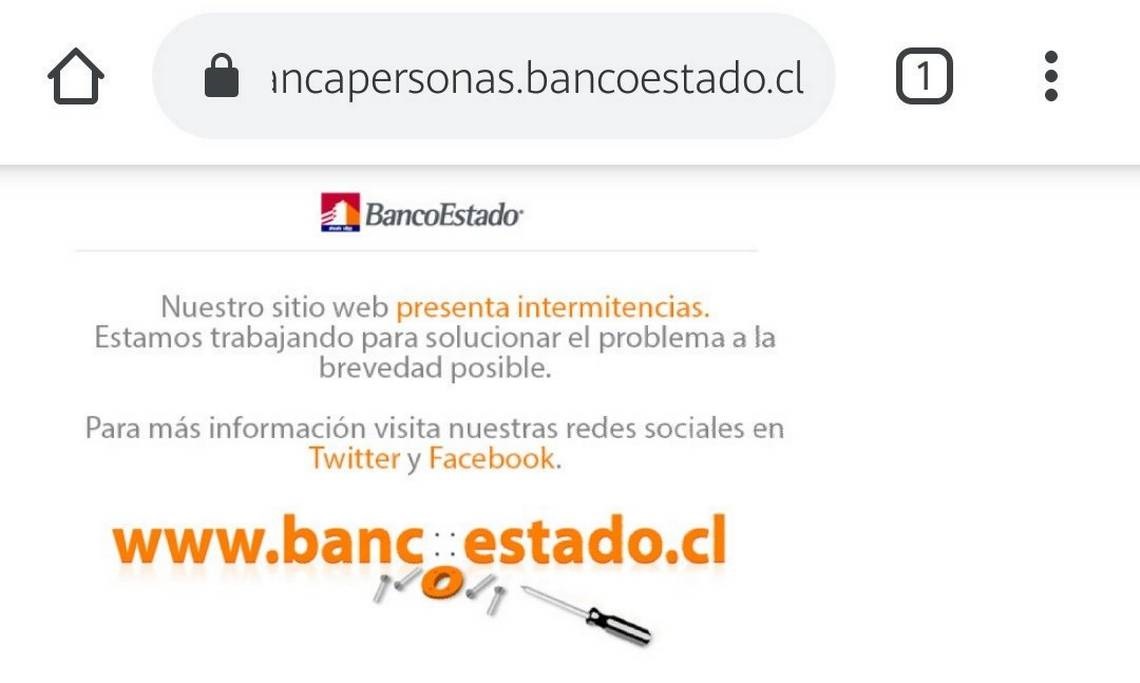 Plataformas del BancoEstado han presentado fallas e intermitencias este día 30 de agosto