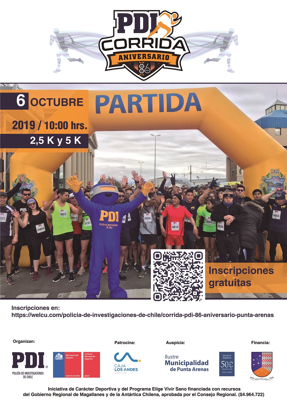 Abiertas las inscripciones para participar en la Gran Corrida PDI con ocasión de su 86° aniversario