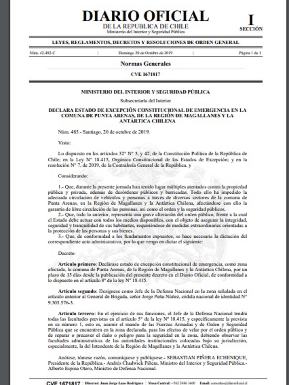 Declaran estado de emergencia en la comuna de Punta Arenas