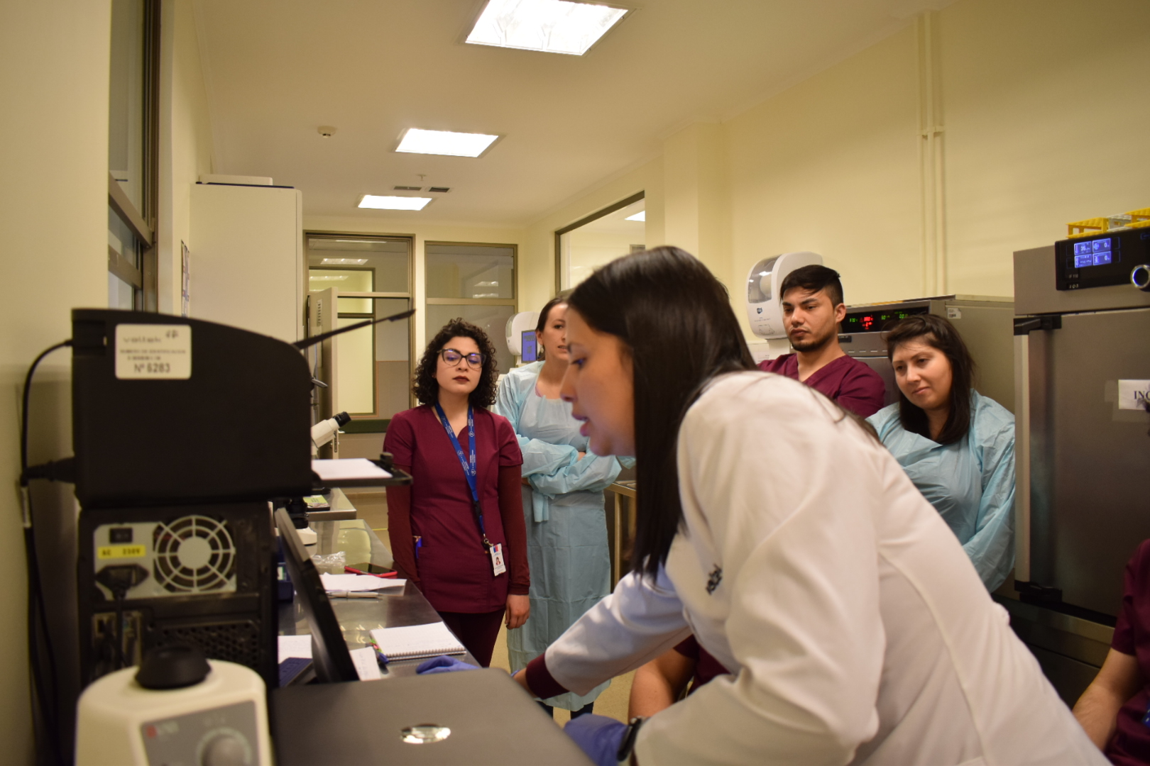 Tecnólogos médicos del Laboratorio Clínico del Hospital de Puerto Natales, se capacitan en equipamiento de microbiología