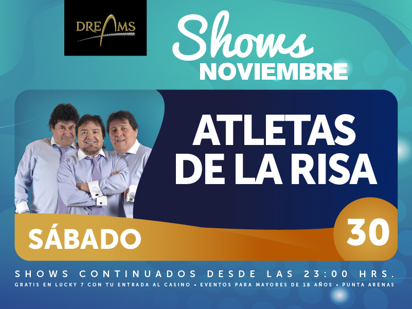 Hoy sábado 30 se presentan Los Atletas de la Risa en Casino Dreams de Punta Arenas