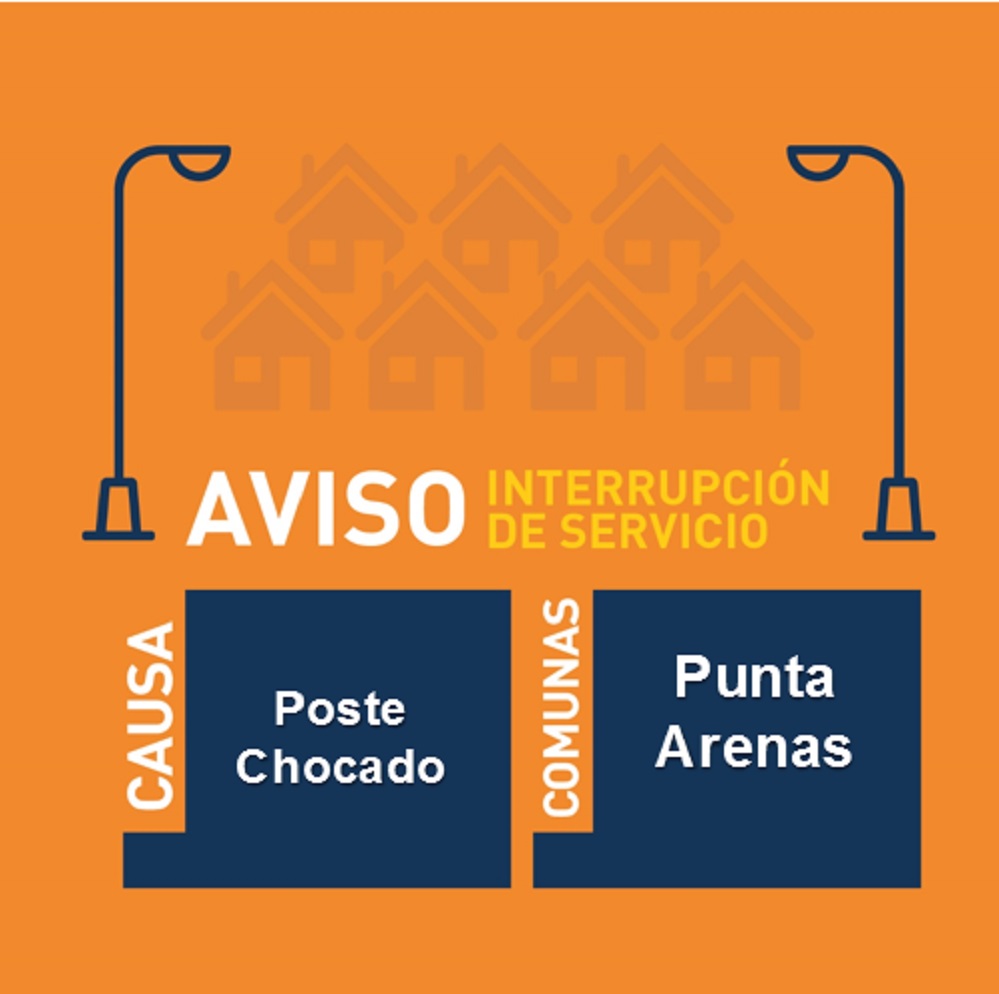 EDELMAG informa interrupción de suministro eléctrico por choque de un poste de alumbrado público en Punta Arenas