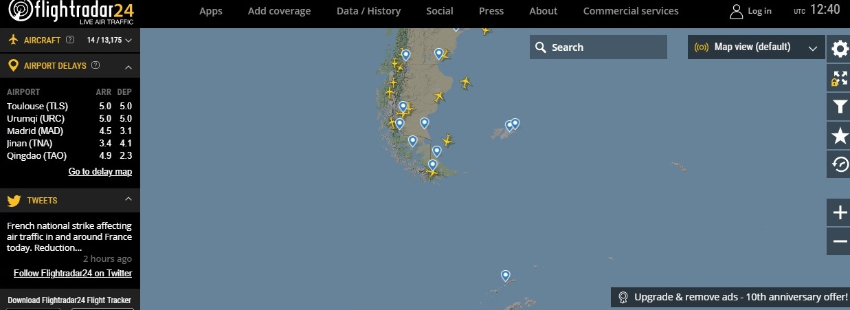 Intensa actividad aérea se registra esta mañana en la región de Magallanes