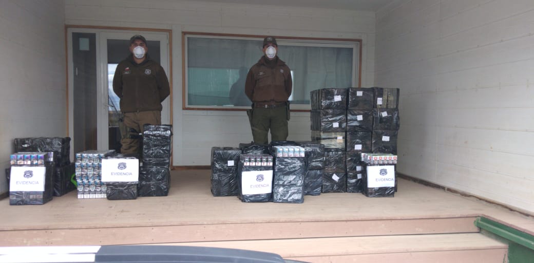 Carabineros realizó cuantioso decomiso de cigarrillos de contrabando en Tierra del Fuego