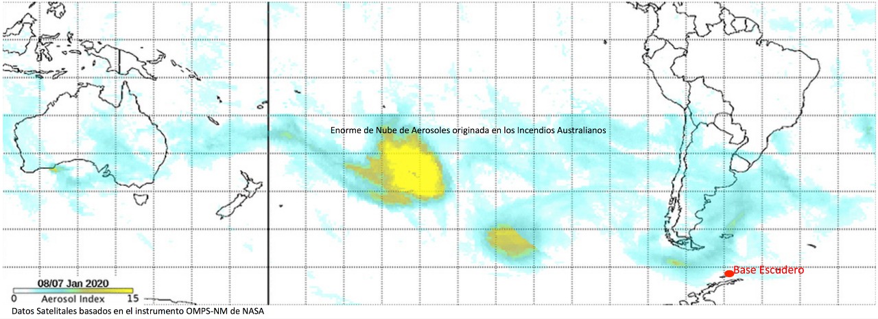 Detectan en la Antártica material particulado procedente de incendios de Australia