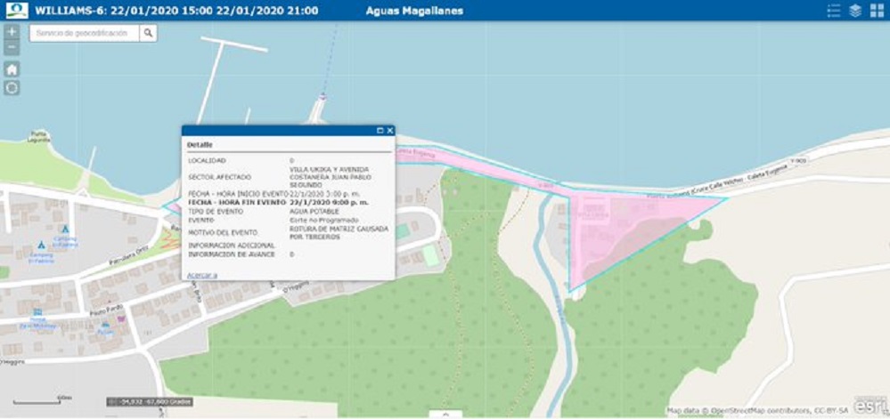 Corte de emergencia no programado de suministro de agua potable afecta a la ciudad de Puerto Williams