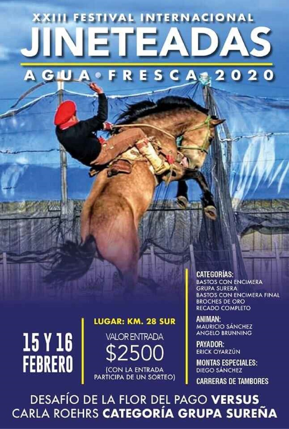 XXIII Festival Internacional de Jineteadas se realizará en Agua Fresca el 15 y 16 de febrero