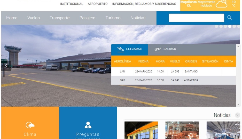 Solo dos vuelos están programados este jueves 26 de marzo en el Aeropuerto Internacional de Punta Arenas
