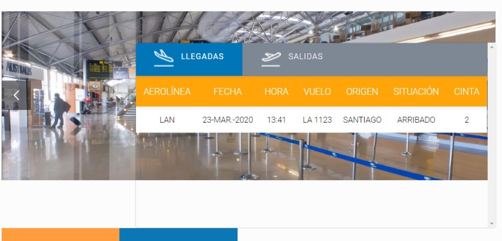 Un solo vuelo llegó hoy a Punta Arenas desde Santiago de Chile
