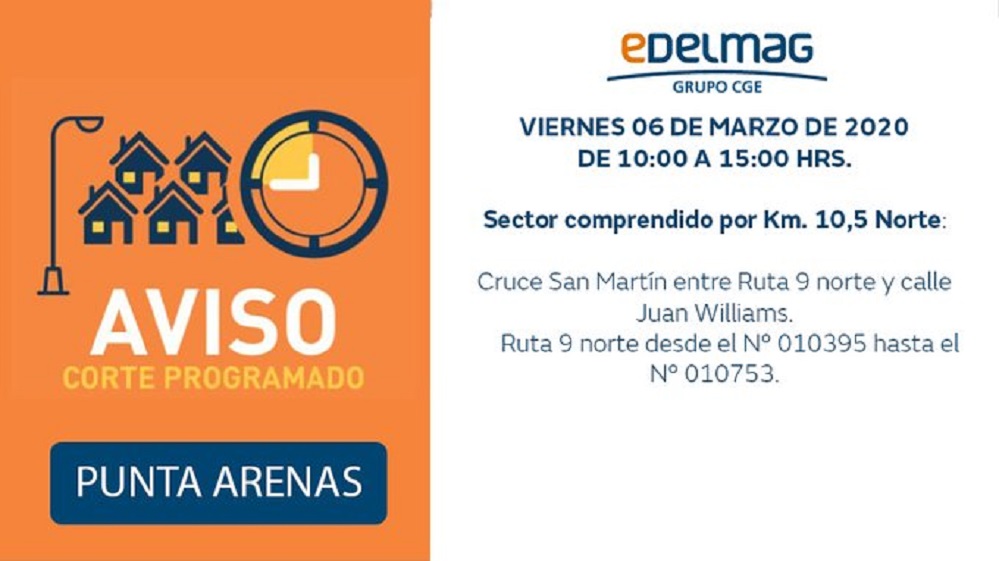 Corte programado de suministro eléctrico realiza EDELMAG en el km 10.5 norte de Punta Arenas