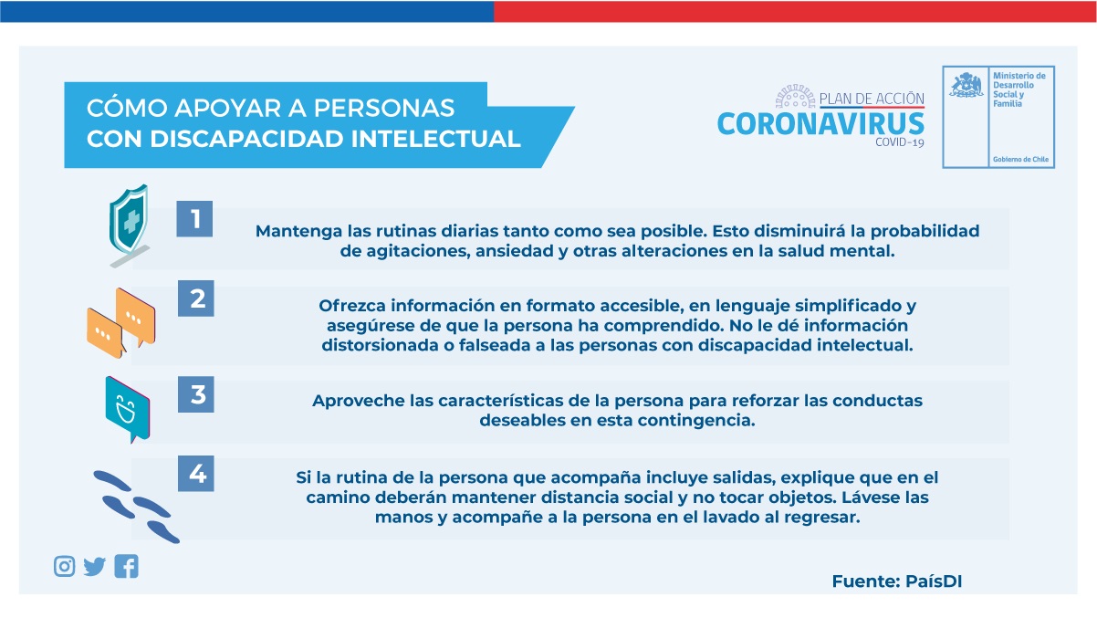 SENADIS sugiere recomendaciones para personas con discapacidad intelectual en contexto de crisis coronavirus