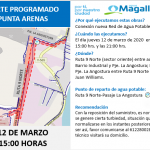 Corte de suministro de agua potable informa Aguas Magallanes, en sector de Ruta 9 Norte de Punta Arenas