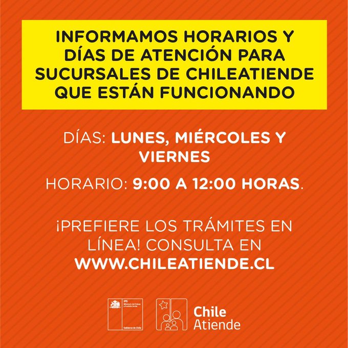 ChileAtiende informa sus horarios especiales de atención al público