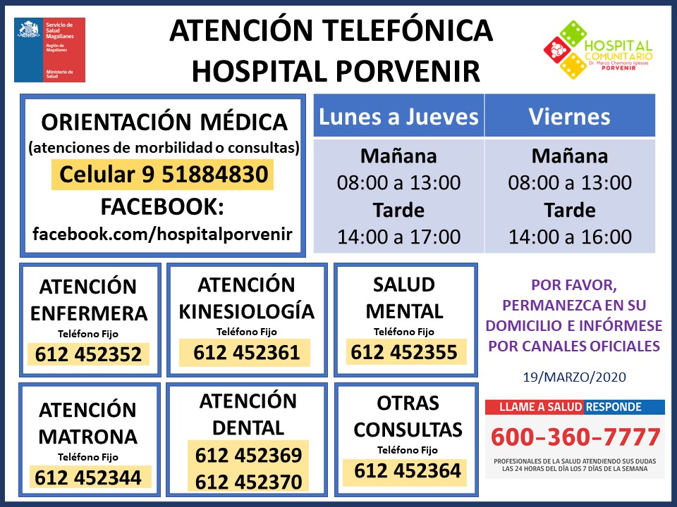 Utilidad pública: teléfonos fijos y celulares de atención en el Hospital Marco Chamorro de Porvenir